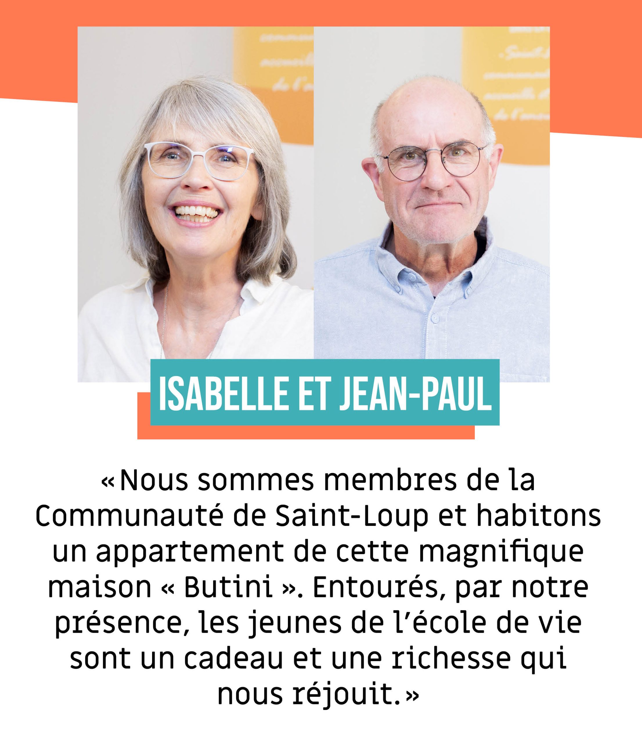 Jean-Paul et Isabelle de l'équipe Ecole de vie de Saint-Loup